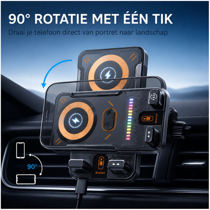 15W Draadloze Auto Telefoonhouder met Snellader - Automatische Sensor & 360° Draaibaar