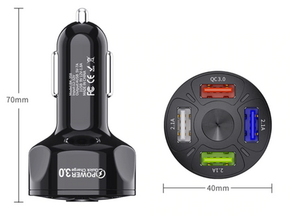 Autolader 4 Poorten USB QC3.0 - Snelle lader