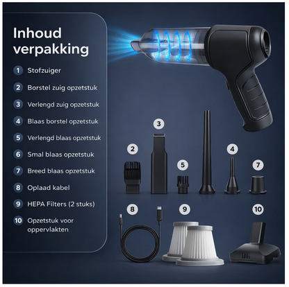 Draadloze auto stofzuiger – Krachtige handstofzuiger voor elk ruimte - USB Oplaadbaar