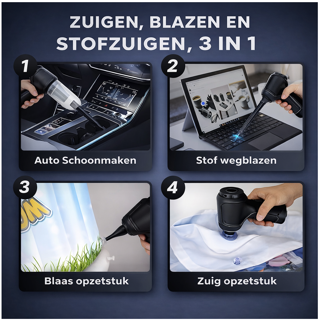 Draadloze auto stofzuiger – Krachtige handstofzuiger voor elk ruimte - USB Oplaadbaar