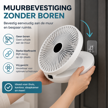 Draadloze roterende ventilator – Automatisch draaiend met krachtige accu