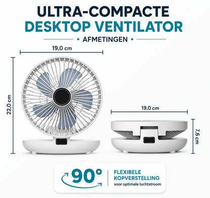 Draadloze roterende ventilator – Automatisch draaiend met krachtige accu