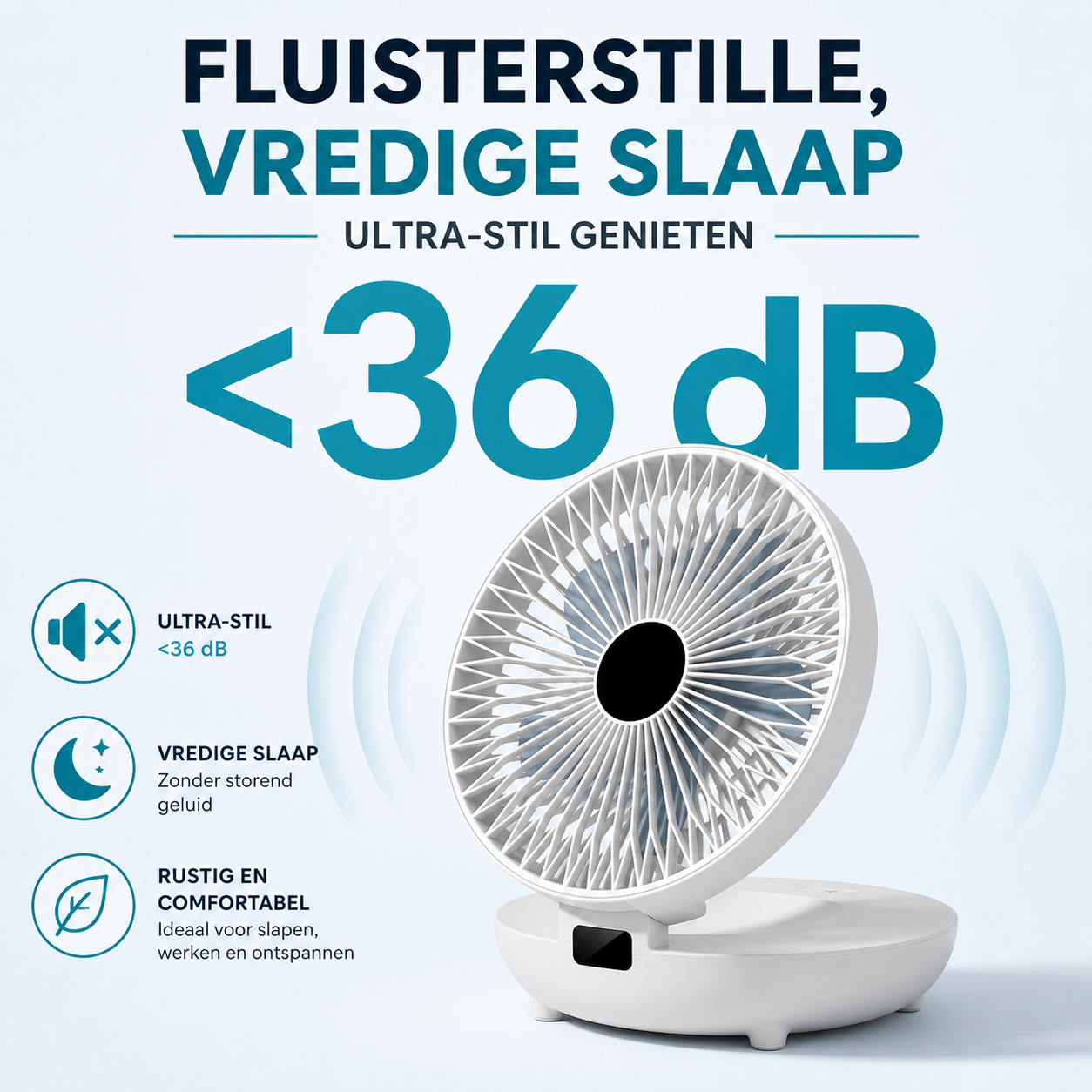 Draadloze roterende ventilator – Automatisch draaiend met krachtige accu