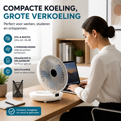 Draadloze roterende ventilator – Automatisch draaiend met krachtige accu