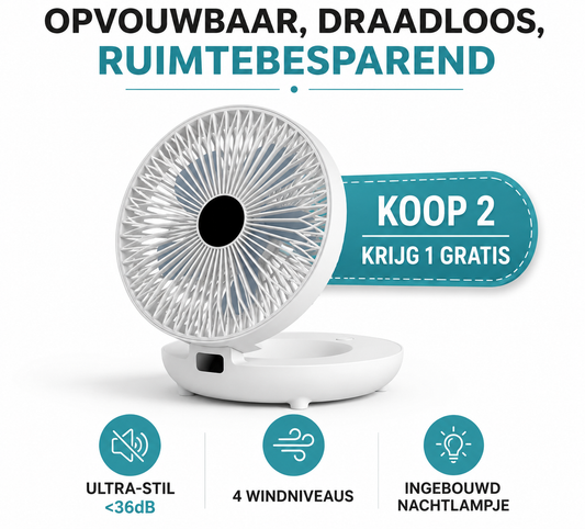 Draadloze roterende ventilator – Automatisch draaiend met krachtige accu