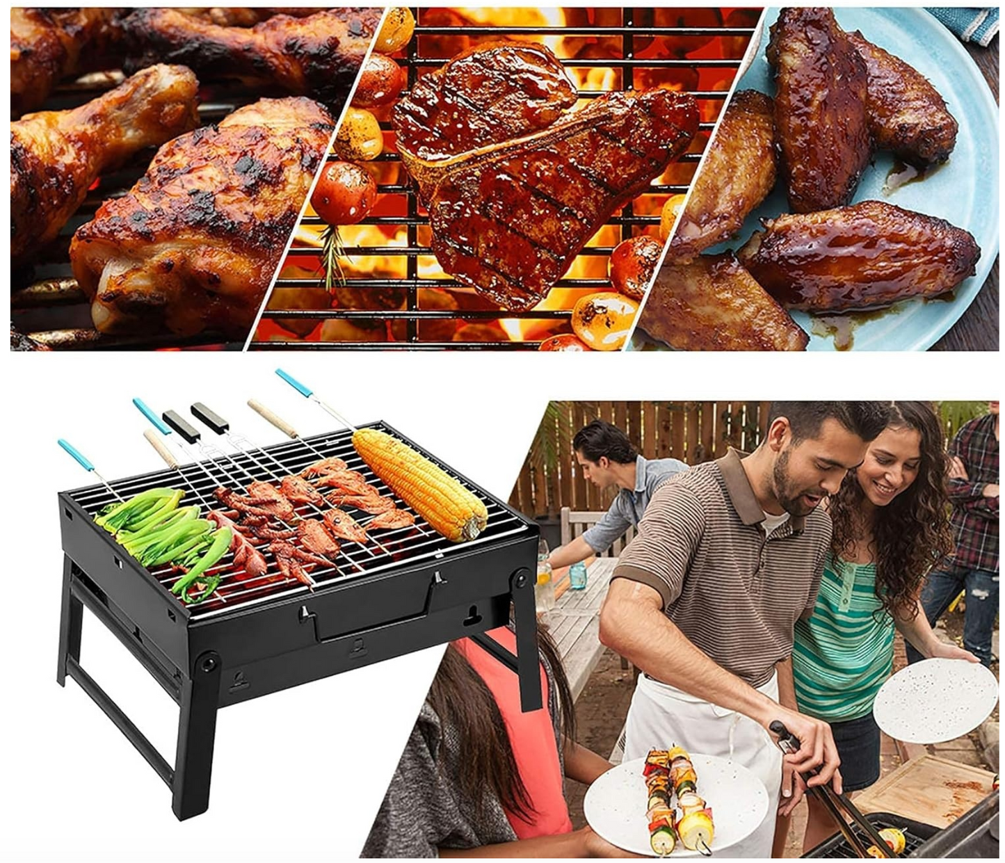 Houtskool Mini Barbecue - Draagbaar houtskool bbq - Tafel Grill