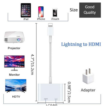 Adaptateur Lightning vers HDMI pour vidéo et audio