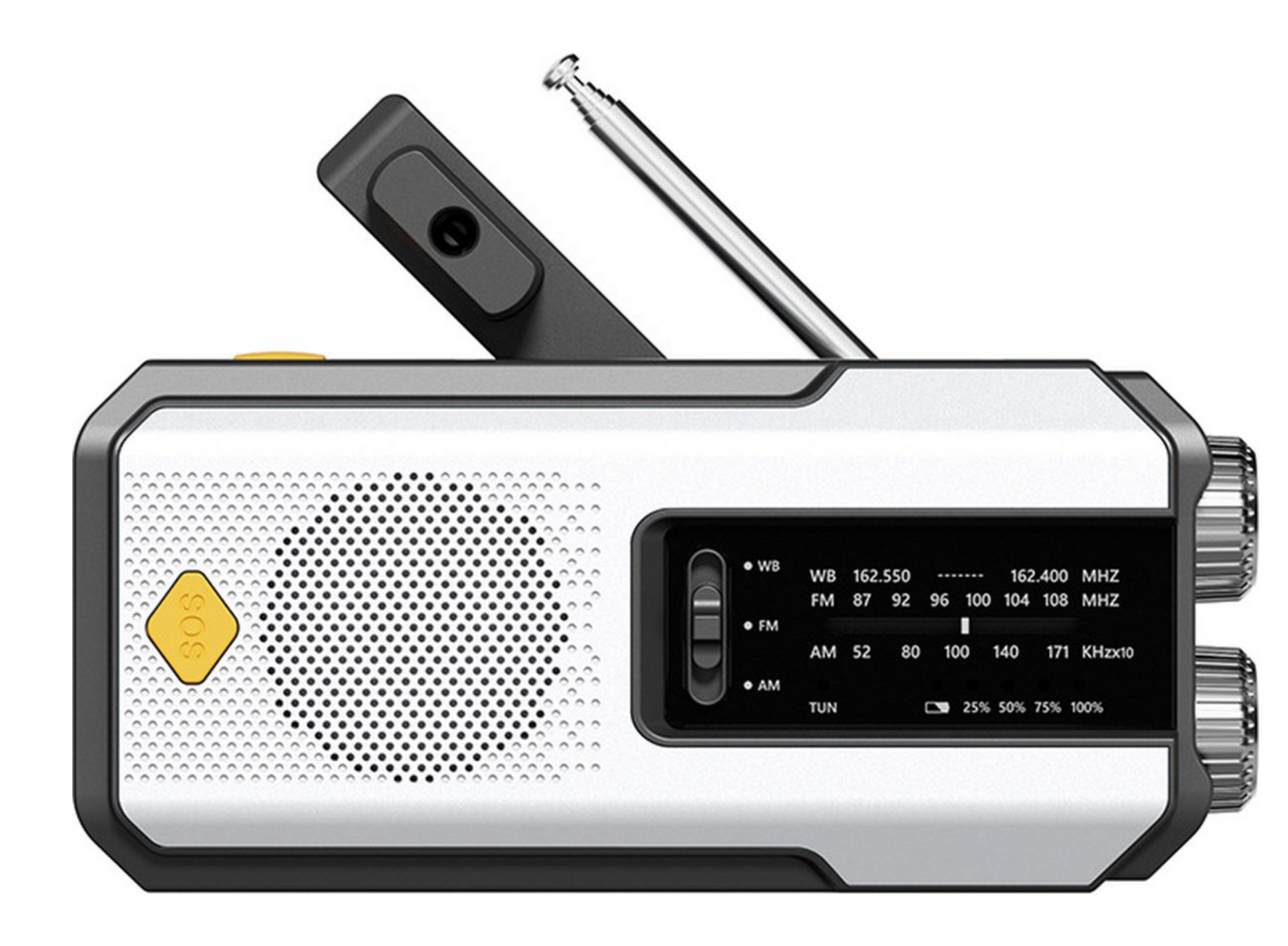 Noodradio met Solar Oplader, Handcrank & Powerbank – AM/FM – Zaklamp + SOS