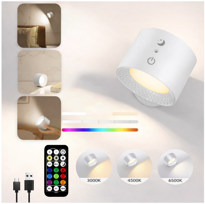Rixoline Draadloze LED Wandlamp met afstandsbediening – Warm & koud Licht