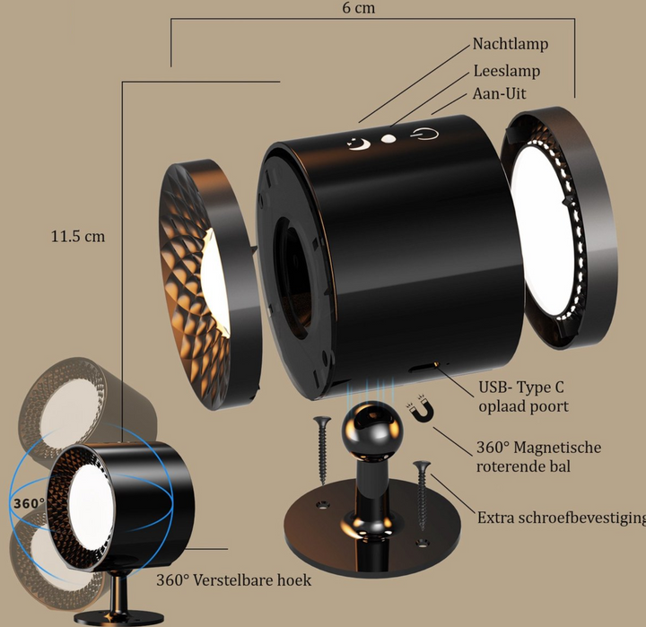 Rixoline Draadloze LED Wandlamp met afstandsbediening – Warm & koud Licht