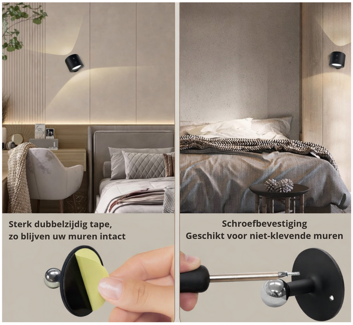 Rixoline Draadloze LED Wandlamp met afstandsbediening – Warm & koud Licht