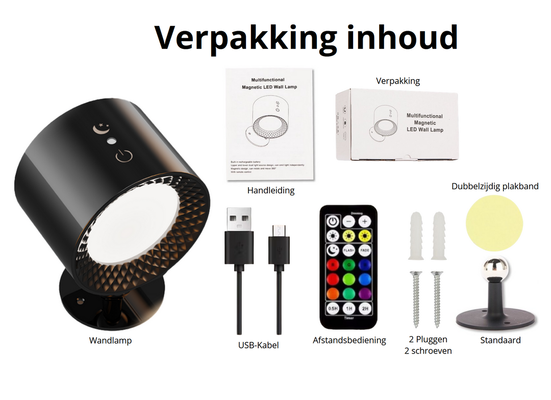 Rixoline Draadloze LED Wandlamp met afstandsbediening – Warm & koud Licht