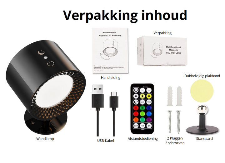 Rixoline Draadloze LED Wandlamp met afstandsbediening – Warm & koud Licht