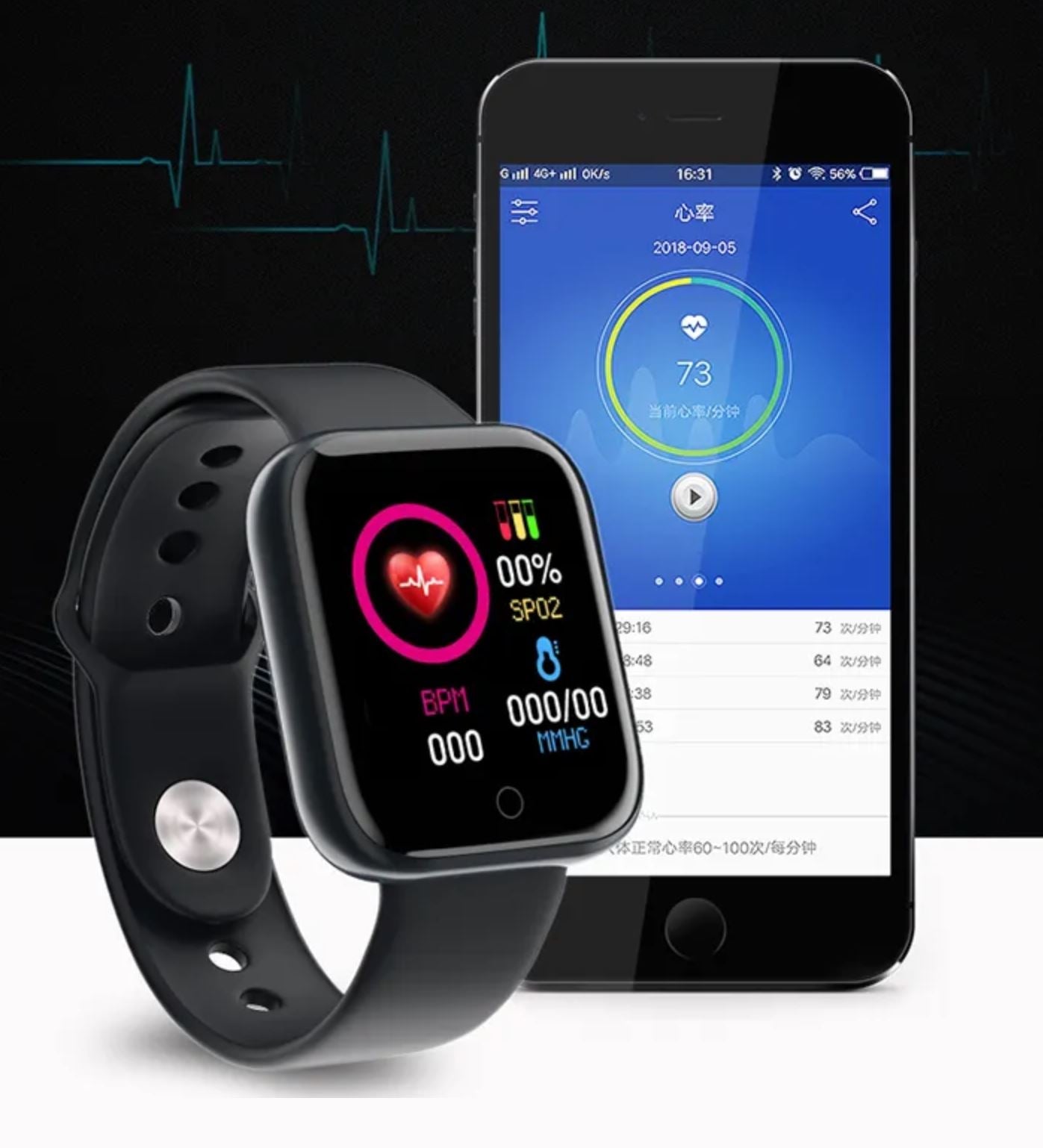 Smartwatch met Bluetooth - Hartslagmeter - Activity tracker - Waterbestendig