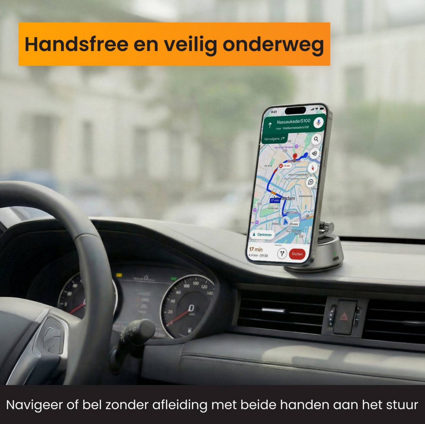 Telefoonhouder auto met zuignap en magnetische houder 360° draaibaar - Geschikt voor MagSafe