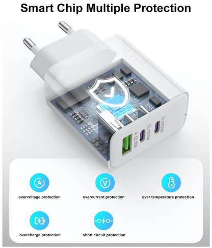 Universele 45W Snellader - 2 x USB C Poorten – 1 x USB A