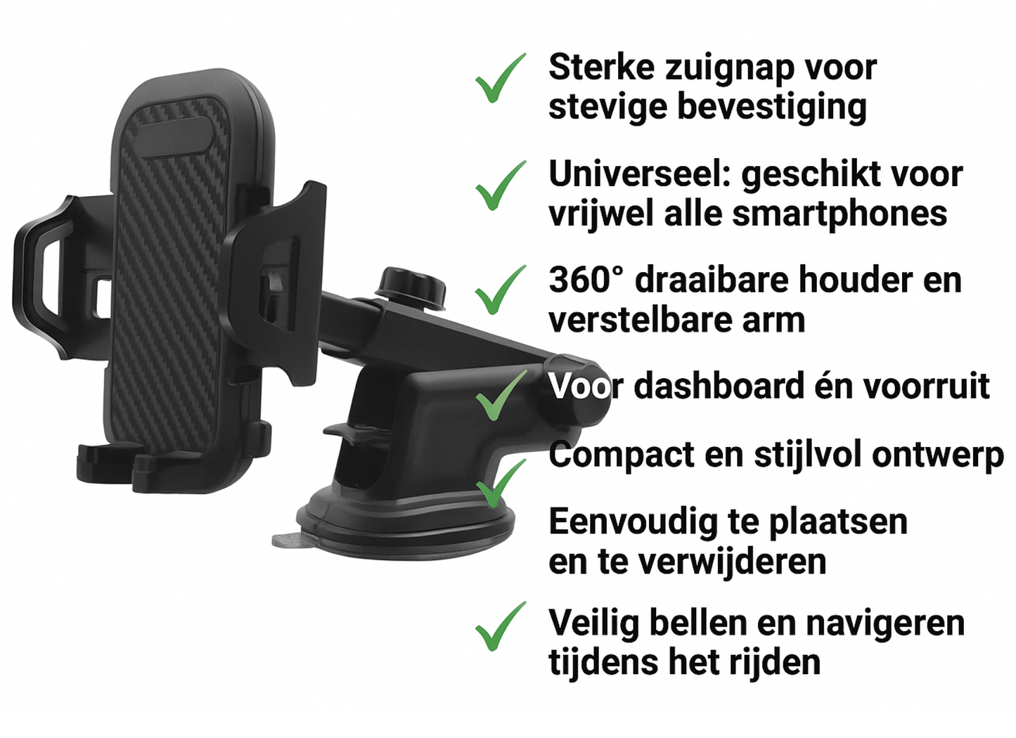 Universele Telefoonhouder Auto met Zuignap – Voorruit & Dashboard