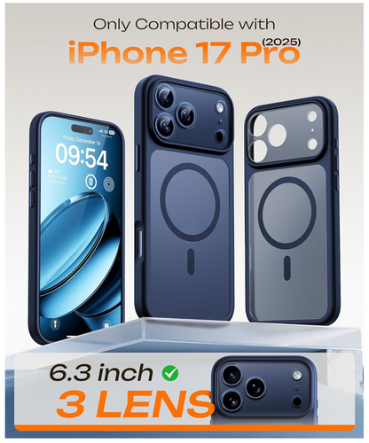 iPhone 17 Pro Hoesje MagSafe schokbestendig met camerabescherming - blauw