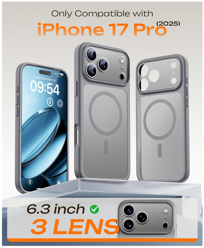 iPhone 17 Pro Hoesje MagSafe schokbestendig met camerabescherming - grijs