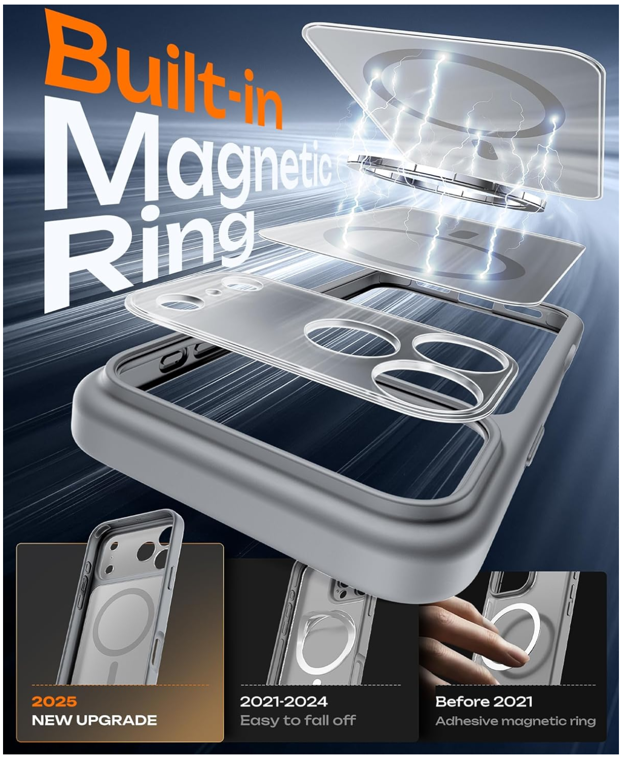 iPhone 17 Pro Hoesje MagSafe schokbestendig met camerabescherming - grijs